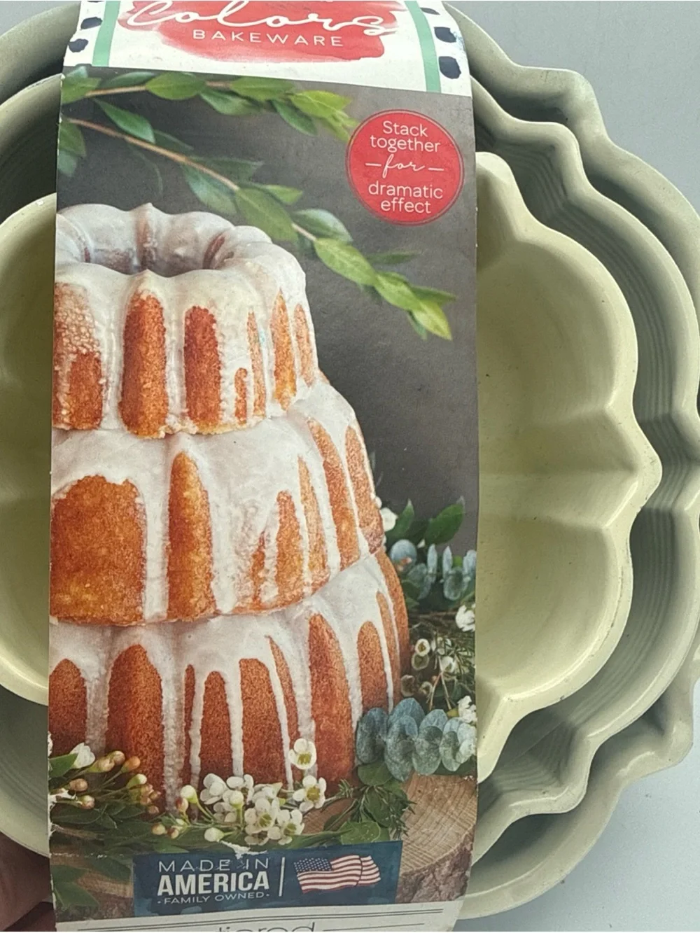Nordic Ware Colors 3 Piece Tiered Bundt Pan Set Blue New USA Made Aluminum